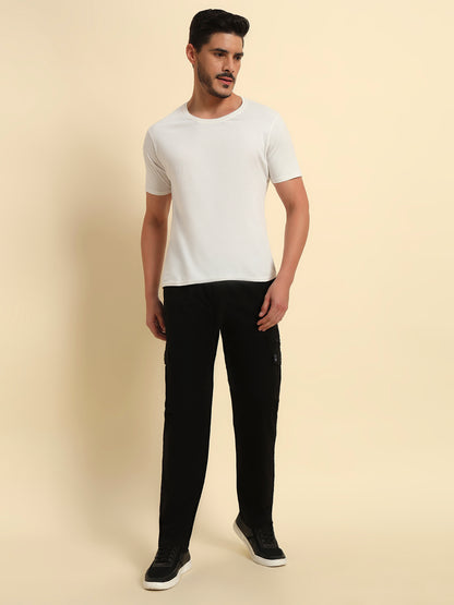 Men's Black Solid Regular Fit Lower