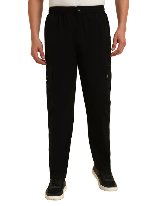 Men's Black Solid Regular Fit Lower