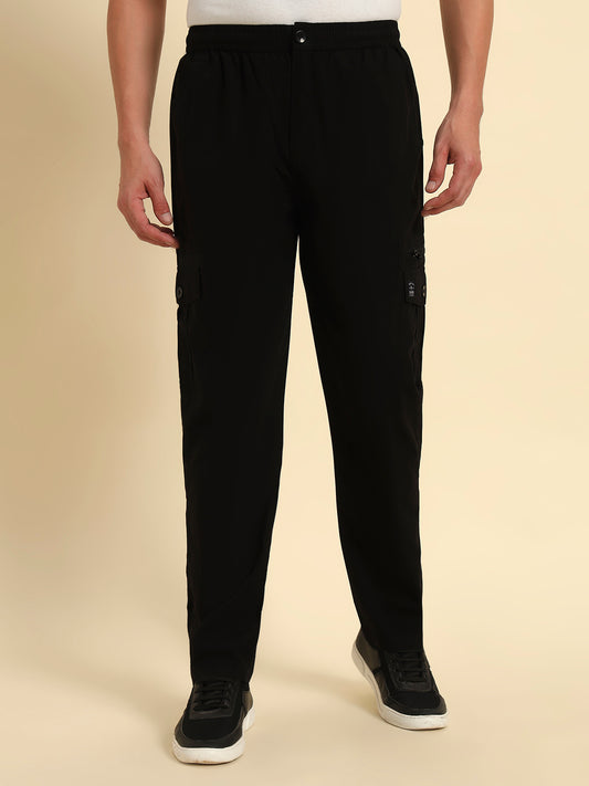 Men's Black Solid Regular Fit Lower