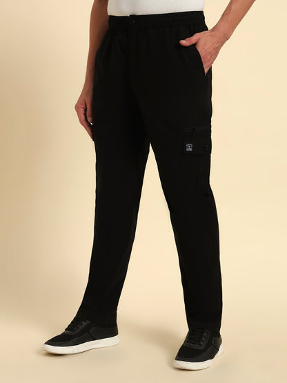 Men's Black Solid Regular Fit Lower