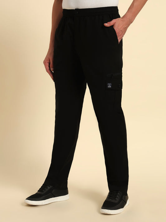 Men's Black Solid Regular Fit Lower