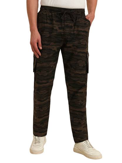 Men's Olive Green Printed Regular Fit Lower