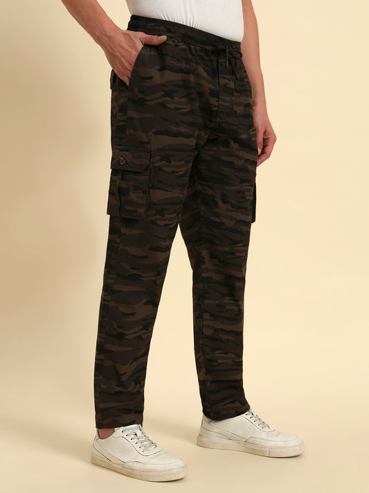 Men's Olive Green Printed Regular Fit Lower