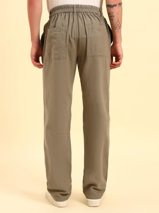 Men's Sage Green Solid Regular Fit Lower