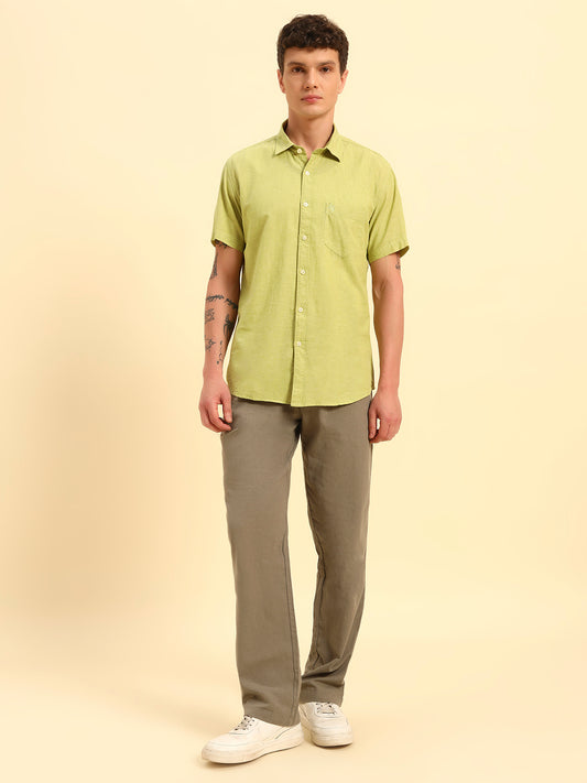 Men's Sage Green Solid Regular Fit Lower