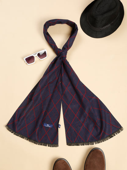 Men's Navy Blue Fashion All over Argyle Muffler