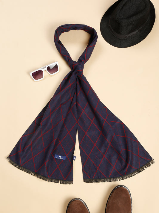 Men's Navy Blue Fashion All over Argyle Muffler