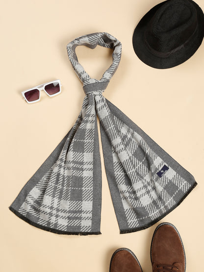 Men's Grey Fashion Medium Check Muffler