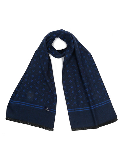 Men's Navy Blue Fashion Geometric Pattern Muffler