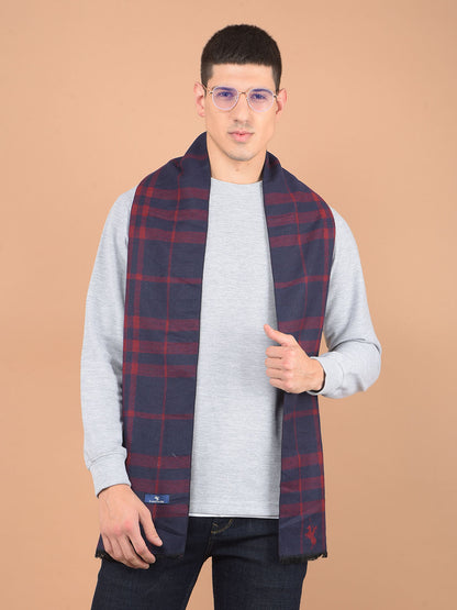 Men's Checkered Navy Blue Fashion Muffler