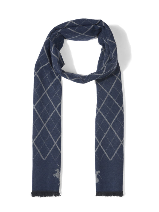 Men's Checkered Navy Blue Fashion Muffler