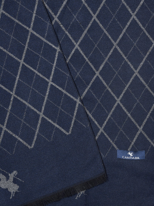 Men's Checkered Navy Blue Fashion Muffler