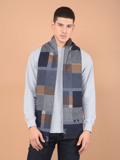 Men's Checkered Navy Blue Fashion Muffler