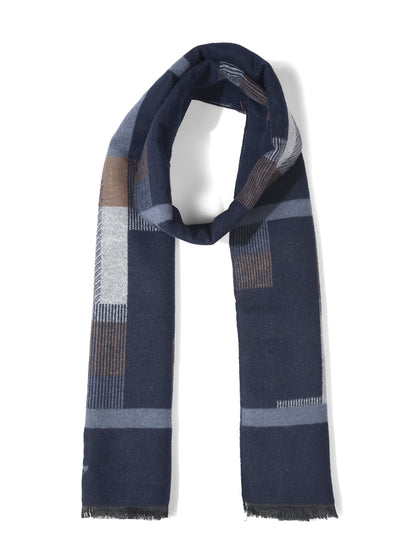 Men's Checkered Navy Blue Fashion Muffler