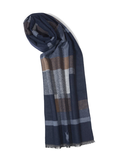 Men's Checkered Navy Blue Fashion Muffler