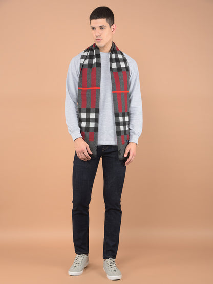 Men's Checkered Maroon Fashion Muffler