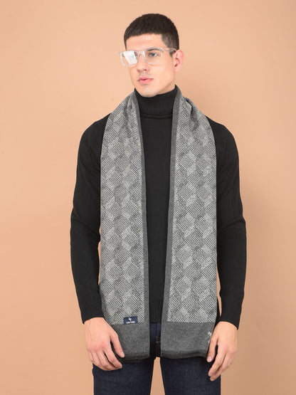 Men's Printed Light Grey Fashion Muffler