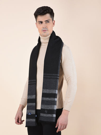 Men Black Checkered Winter Warm Casual Muffler