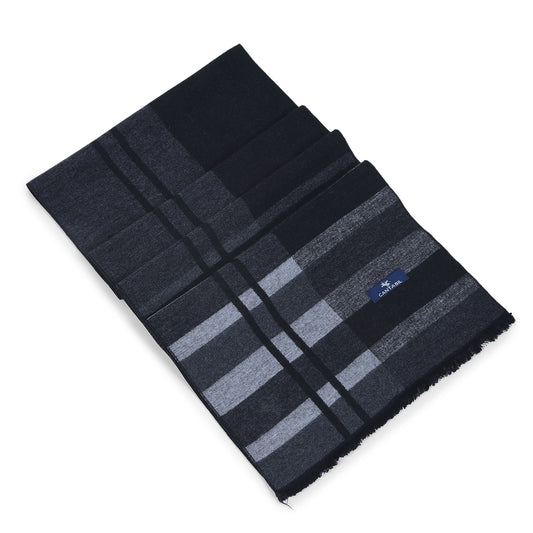 Men Black Checkered Winter Warm Casual Muffler