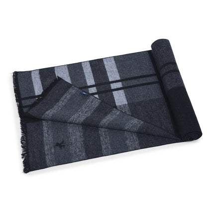 Men Black Checkered Winter Warm Casual Muffler