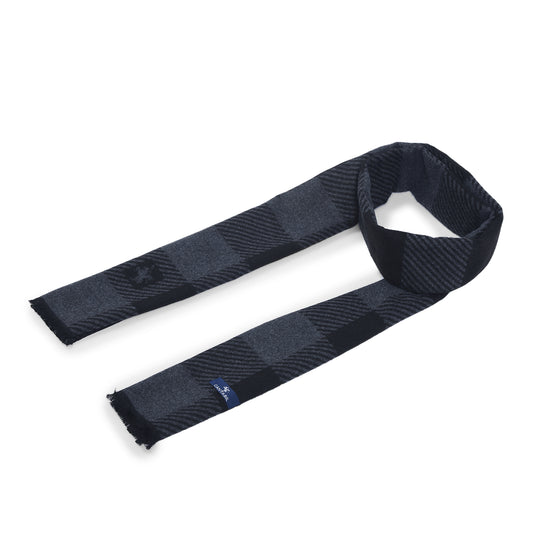 Men Black Checkered Winter Warm Casual Muffler