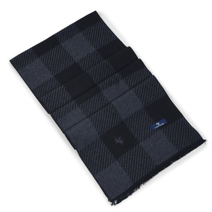 Men Black Checkered Winter Warm Casual Muffler