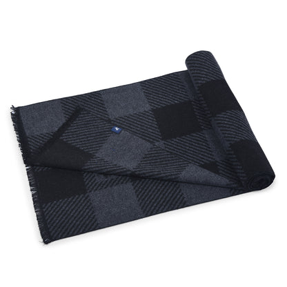 Men Black Checkered Winter Warm Casual Muffler
