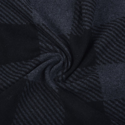 Men Black Checkered Winter Warm Casual Muffler