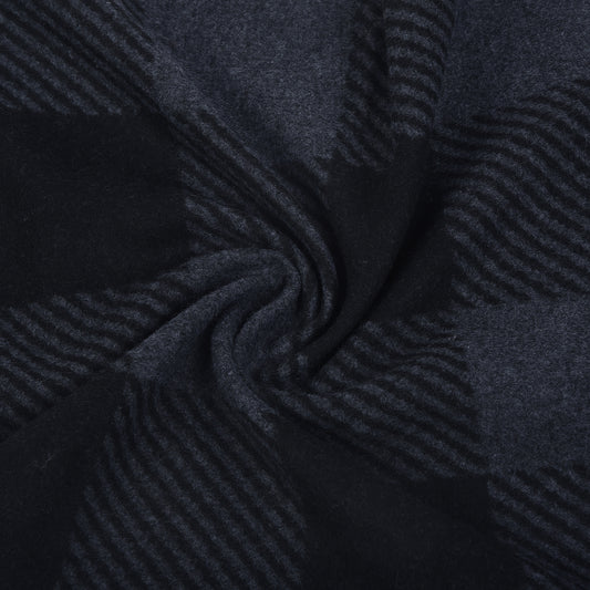 Men Black Checkered Winter Warm Casual Muffler