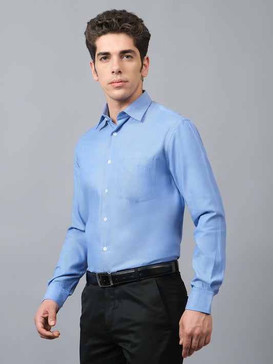 Formal Shirt for Men l Breathable & Soft with Color Fastness Regular Fit Spread Collar Neck Cotton Blend Fabric Self Design Pattern