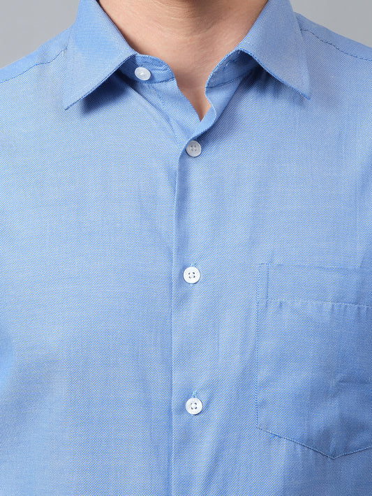 Formal Shirt for Men l Breathable & Soft with Color Fastness Regular Fit Spread Collar Neck Cotton Blend Fabric Self Design Pattern