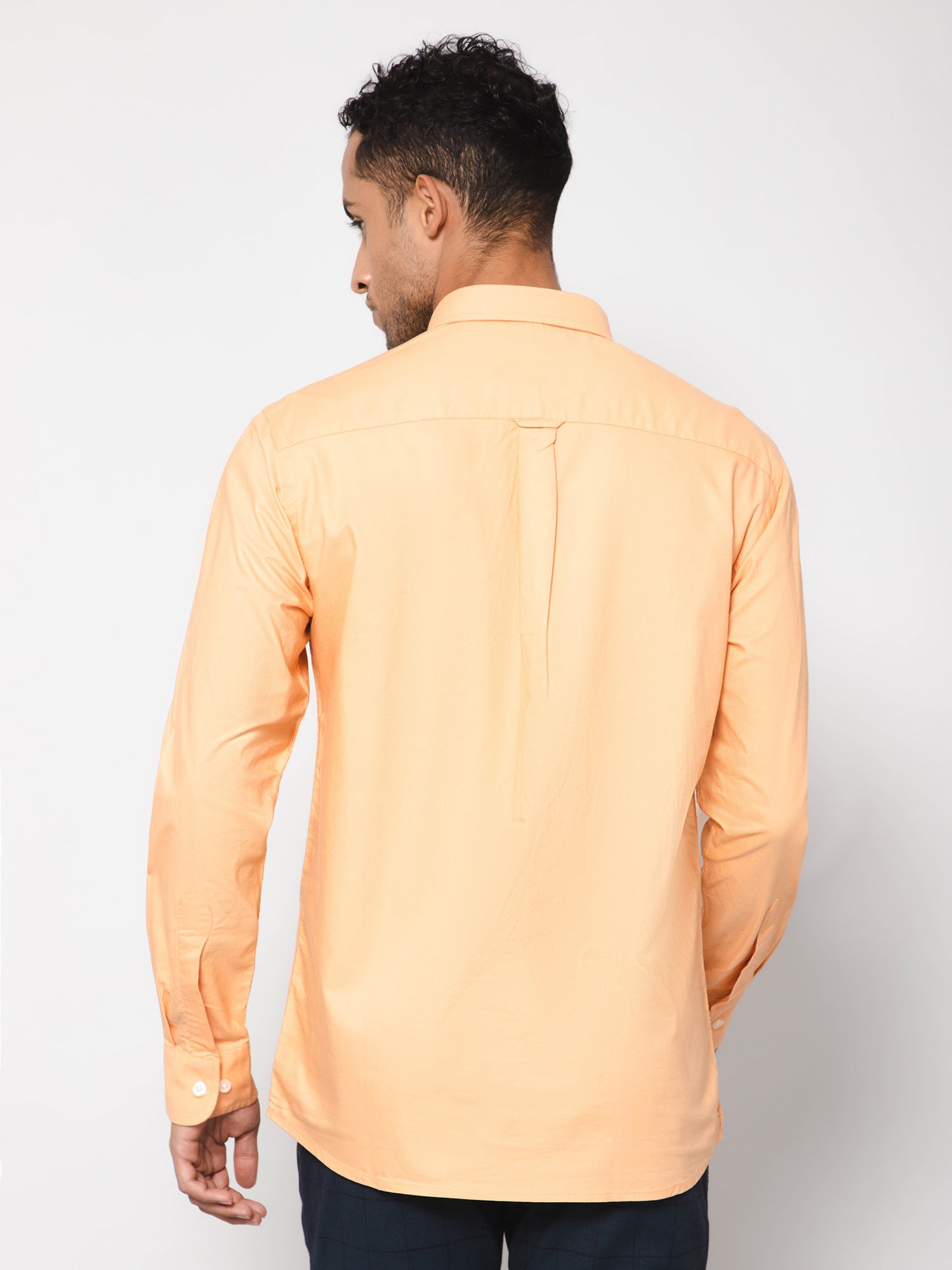 Cantabil Men Cotton Solid Orange Full Sleeve Casual Shirt for Men with Pocket (7113345138827)