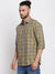 Cantabil Men Cotton Checkered Khaki Full Sleeve Casual Shirt for Men with Pocket (6767244804235)