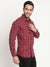 Cantabil Men Cotton Checkered Red Full Sleeve Casual Shirt for Men with Pocket (6792780775563)