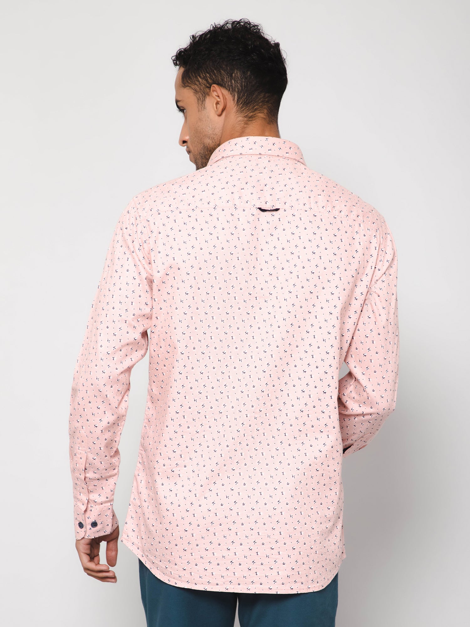 Cantabil Men Cotton Printed Pink Full Sleeve Casual Shirt for Men with Pocket (7113361522827)