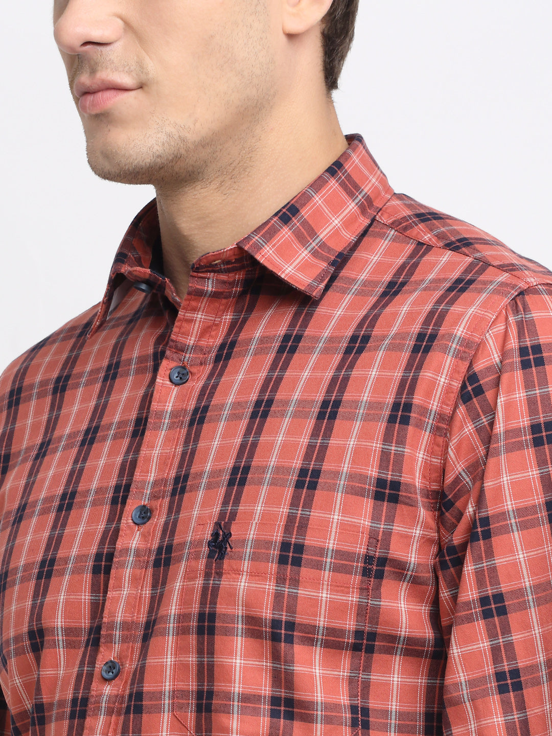 Cantabil Men Cotton Checkered Red Full Sleeve Casual Shirt for Men with Pocket (6729608003723)