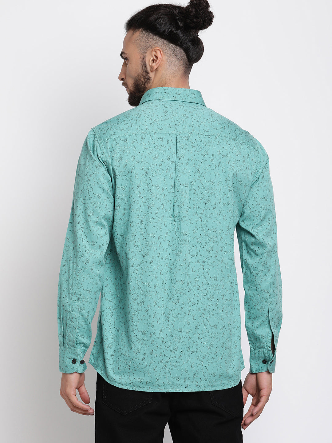 Cantabil Men Cotton Printed Green Full Sleeve Casual Shirt for Men with Pocket (6767380234379)