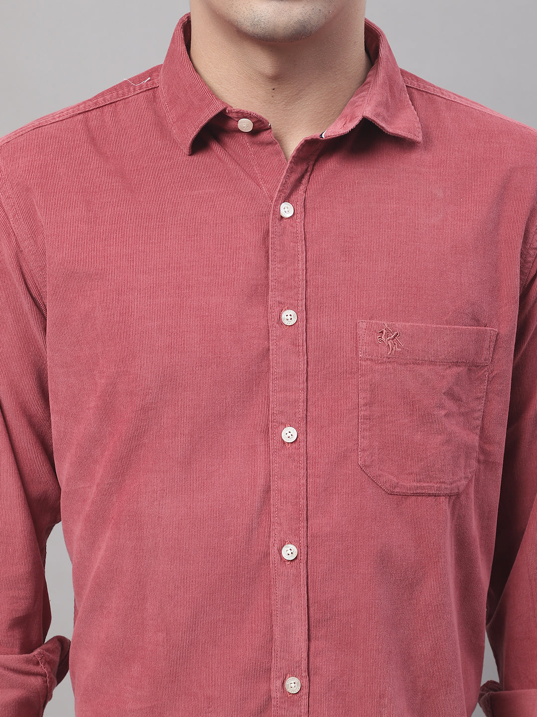 Cantabil Men Cotton Solid Red Full Sleeve Casual Shirt for Men with Pocket (7091694370955)