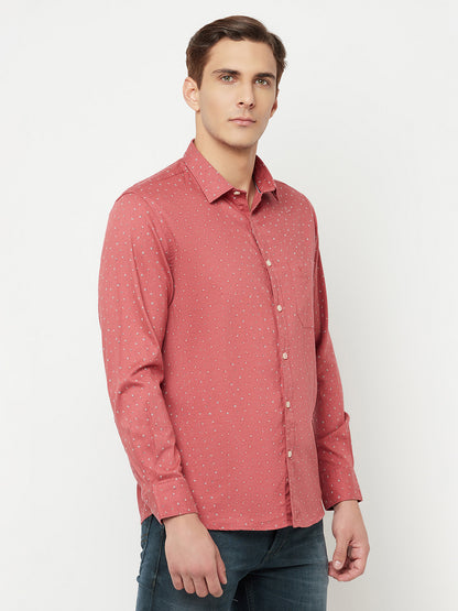 Cantabil Cotton Printed Pink Full Sleeve Casual Shirt for Men with Pocket (6816210813067)