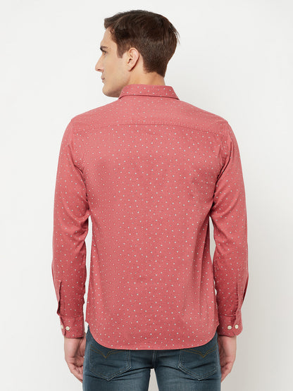 Cantabil Cotton Printed Pink Full Sleeve Casual Shirt for Men with Pocket (6816210813067)