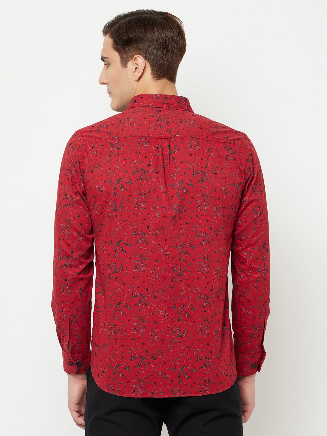 Cantabil Cotton Printed Red Full Sleeve Casual Shirt for Men with Pocket (6816198262923)