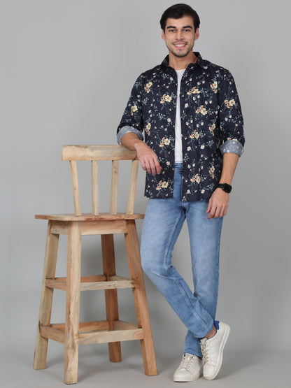 Casual Shirt for Men | Breathable & Soft with Color Fastness Regular Fit Spread Collar Neck Cotton Fabric Printed Pattern