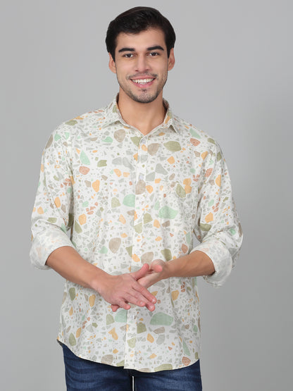 Casual Shirt for Men | Breathable & Soft with Color Fastness Regular Fit Spread Collar Neck Viscose Fabric Printed Pattern