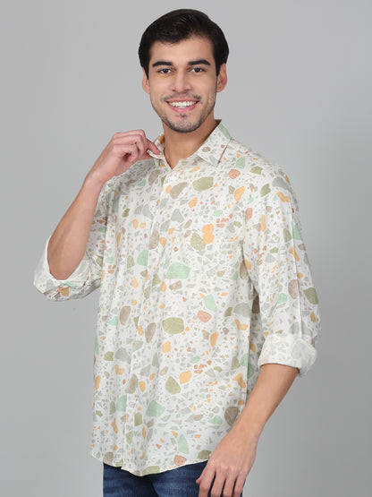 Casual Shirt for Men | Breathable & Soft with Color Fastness Regular Fit Spread Collar Neck Viscose Fabric Printed Pattern