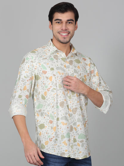 Casual Shirt for Men | Breathable & Soft with Color Fastness Regular Fit Spread Collar Neck Viscose Fabric Printed Pattern