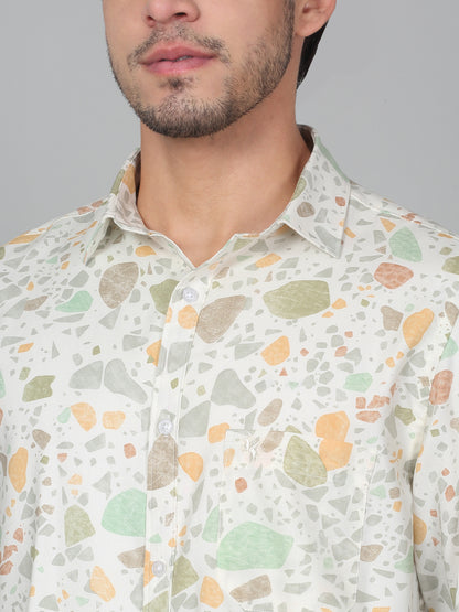 Casual Shirt for Men | Breathable & Soft with Color Fastness Regular Fit Spread Collar Neck Viscose Fabric Printed Pattern