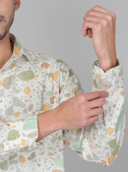Casual Shirt for Men | Breathable & Soft with Color Fastness Regular Fit Spread Collar Neck Viscose Fabric Printed Pattern