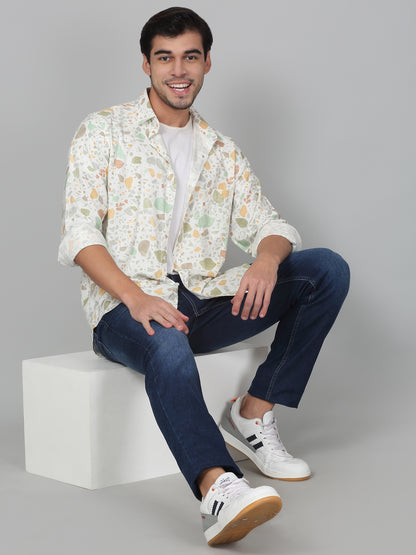 Casual Shirt for Men | Breathable & Soft with Color Fastness Regular Fit Spread Collar Neck Viscose Fabric Printed Pattern