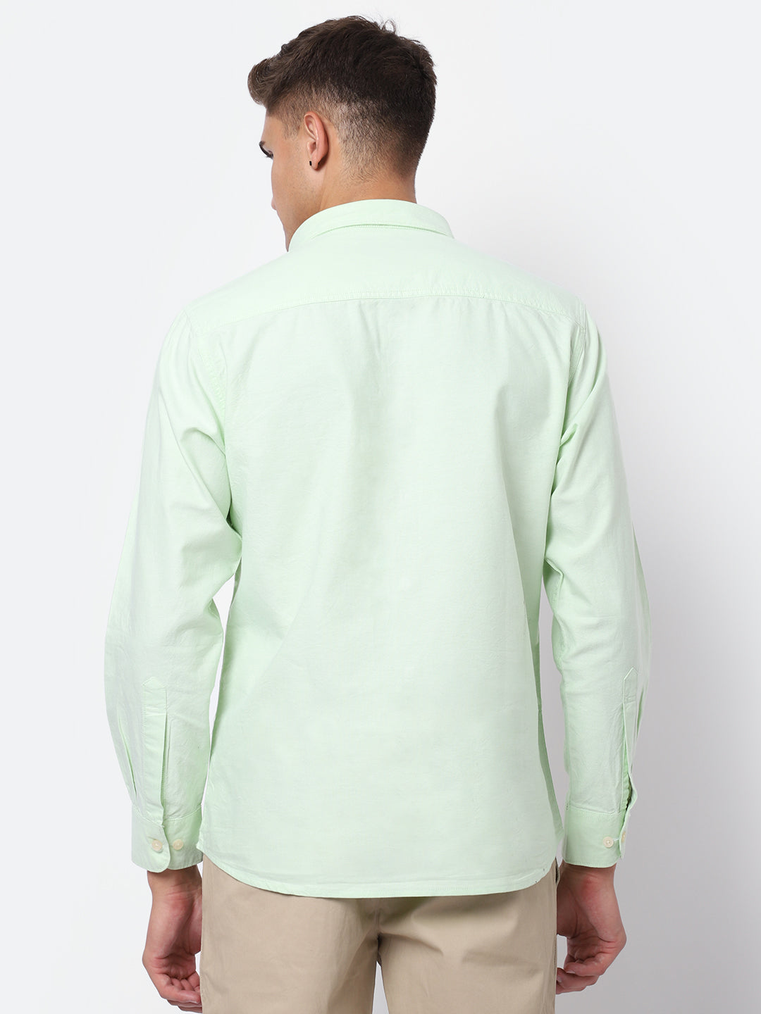 Cantabil Cotton Self Design Light Green Full Sleeve Casual Shirt for Men with Pocket (6928038068363)