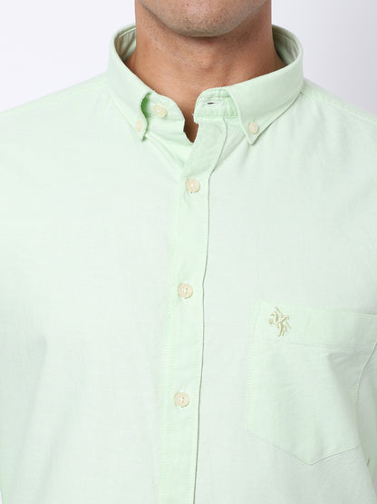 Cantabil Cotton Self Design Light Green Full Sleeve Casual Shirt for Men with Pocket (6928038068363)